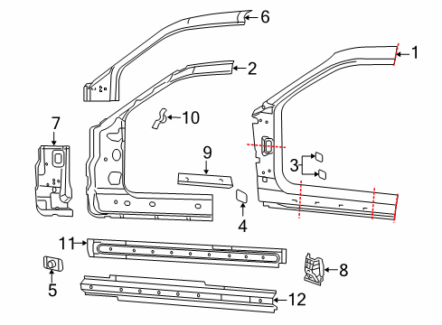 Body Side Aperture Front Panel Diagram for 68440582AB