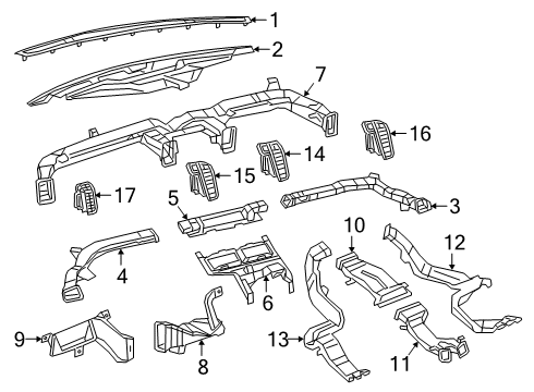 Air Conditioning & Heater Outlet Diagram for 5YK061X7AE