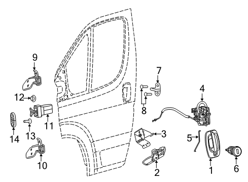 Front Door Latch Diagram for 68232440AI