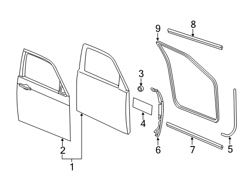 Front Door Outer Repair Panel Diagram for 55113440AB