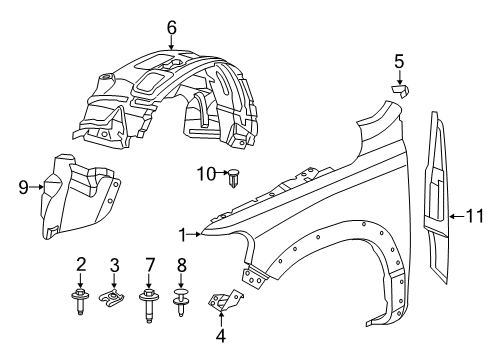 Wheelhouse Shield Diagram for 68443448AD