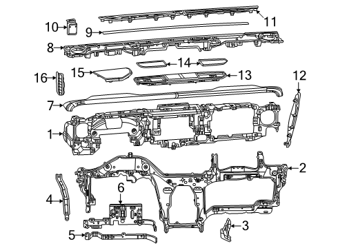 2025 Jeep Gladiator Cluster & Switches, Instrument Panel & Components Diagram 2