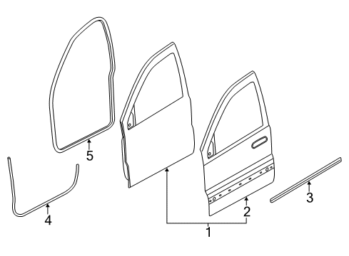 Front Door Belt Outer Weatherstrip Diagram for 55399160AE