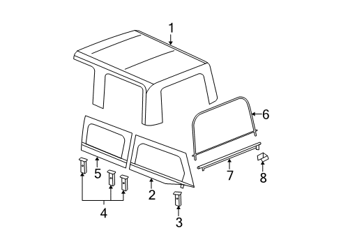 Hardtop Replacement Soft Top Kit Diagram for 82209745AB