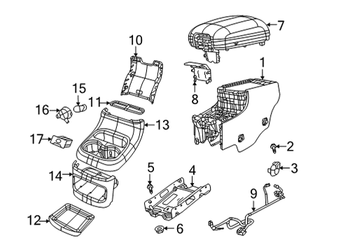 Console Armrest Diagram for 1YU74LR5AC