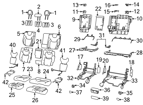 Rear Seat Back Cover Diagram for 6ST19LT5AE