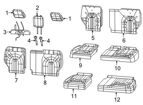 Rear Seat Cushion Cover Diagram for 7FF54LK5AB