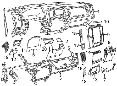 Steering Column Opening Instrument Panel Diagram for 1WQ361X9AG