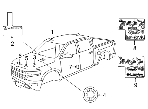 Air Bag Warning Label Diagram for 5271890AA