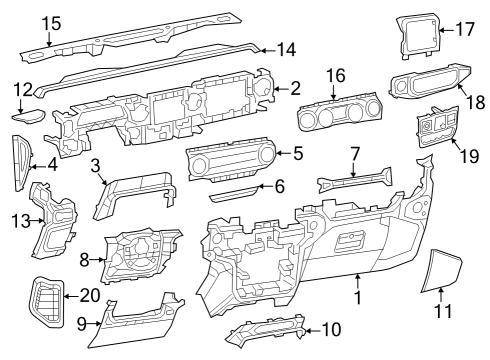 Bezel-Instrument Panel Diagram for 6CB71TX7AF