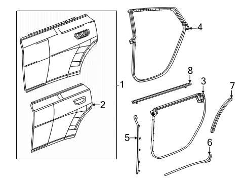 2025 Dodge Charger Daytona Door & Components, Exterior Trim Diagram 2