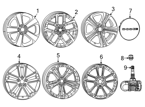Wheel Center Cap Diagram for 68631996AA