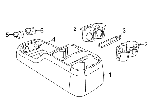Mat-Console Cup Holder Diagram for 68312537AB
