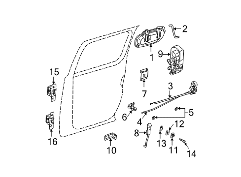 Rear Door Latch Diagram for 55256715AF