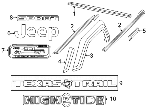 2025 Jeep Gladiator Exterior Trim - Pick Up Box Diagram 2