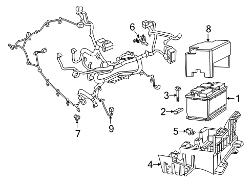 Wiring - Battery, Alternator, And Starter Diagram for 68430570AD