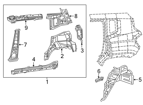Quarter Inner Panel Diagram for 68632234AA
