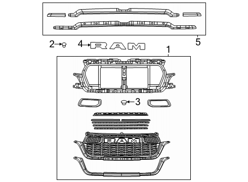 Complete Grille Diagram for 68668825AA