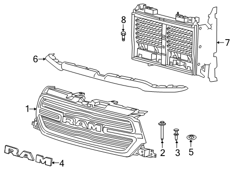 GRILLE-RADIATOR Diagram for 68582270AA