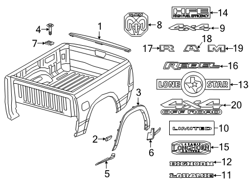 Wheel Opening Flare Molding Diagram for 5YL28TZZAE
