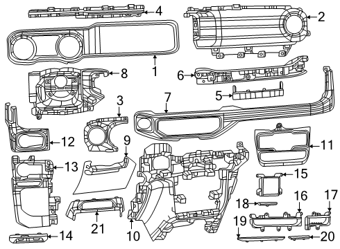 2025 Jeep Gladiator Cluster & Switches, Instrument Panel & Components Diagram 3