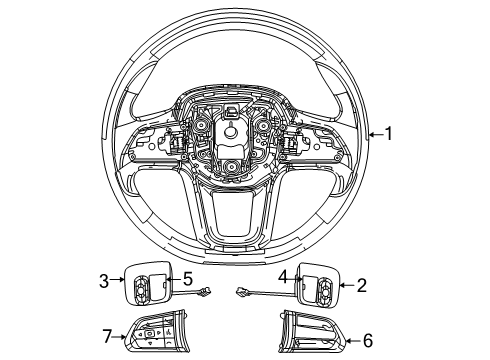 2025 Ram ProMaster EV Shroud, Switches & Levers, Steering Column Assembly, Steering Gear & Linkage, Steering Wheel & Trim Diagram 4