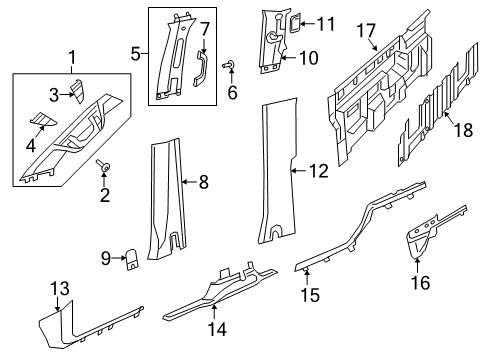 B Pillar Upper Trim Panel Diagram for 6DQ04TX7AH