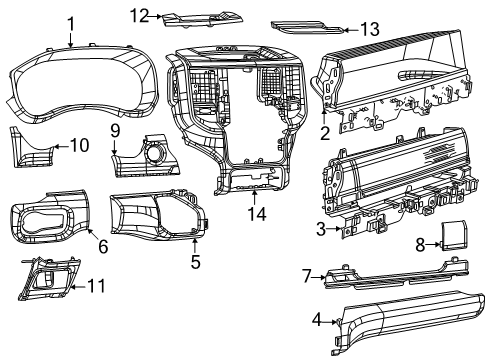 Instrument Panel Glove Box Diagram for 7CC621X9AB