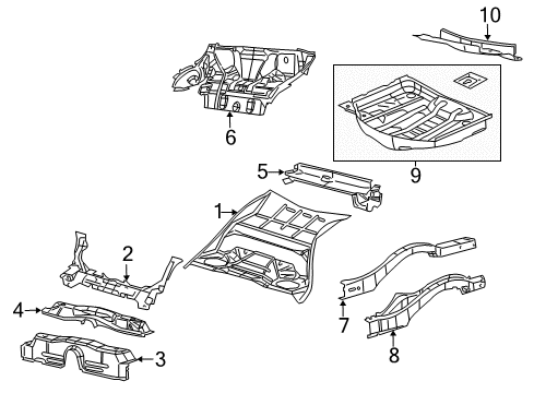 Rear Floor Pan Diagram for 68504492AA