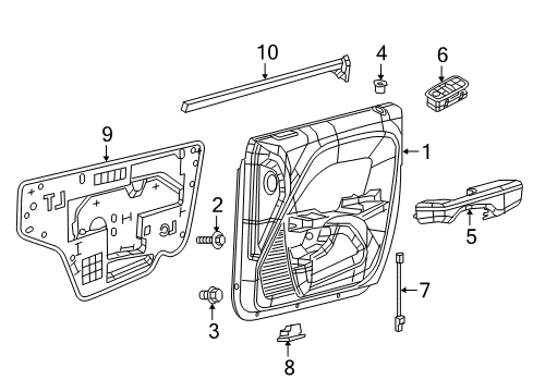 Front Door Trim Panel Diagram for 6TQ621K5AB