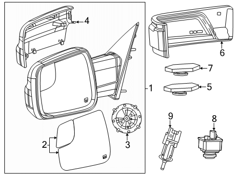 Outside Rearview Mirror Diagram for 68629610AC