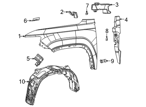 SILENCER-COWL SIDE TO FENDER Diagram for 68596203AB