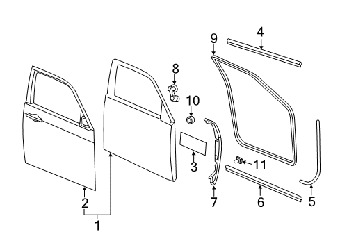 Front Door Outer Repair Panel Diagram for 68660703AA