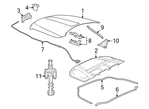 Frame-Hood Prop Rod Diagram for 68550081AA