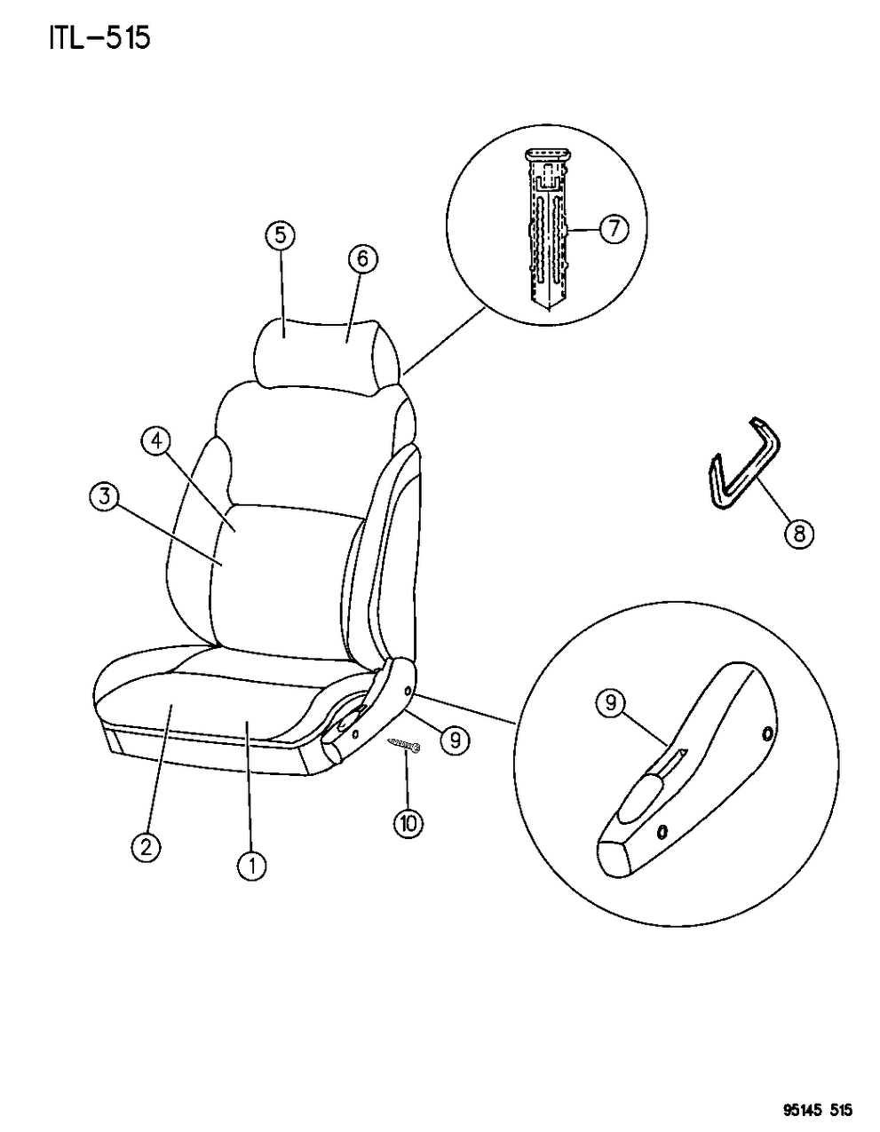 Mopar LE03PD3 HEADREST-ASSY. - Front St Right & Left