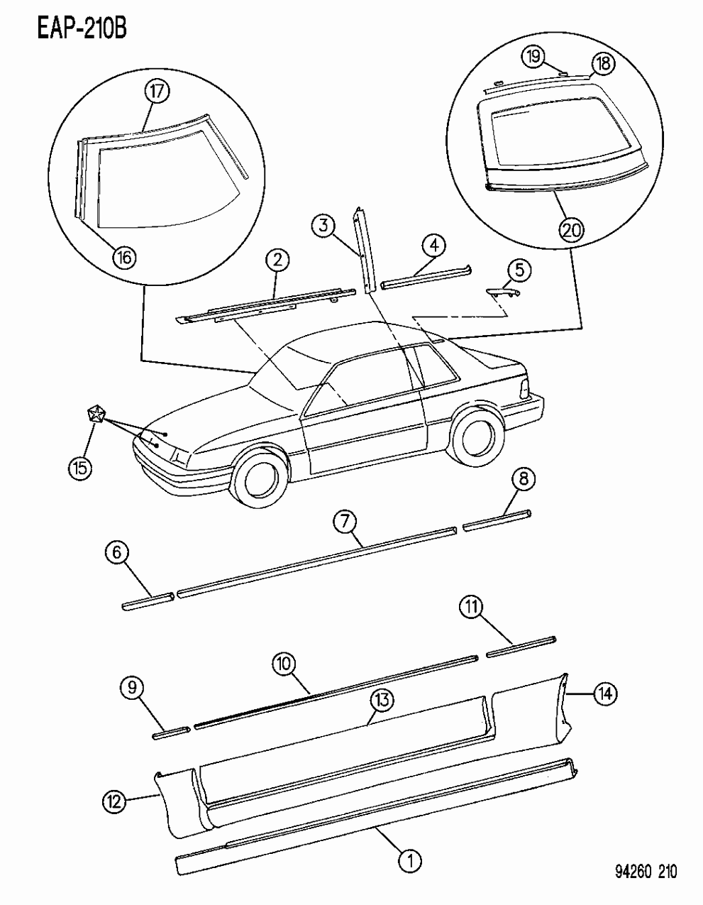 Mopar GN49MRB Molding Quarter Outside Front