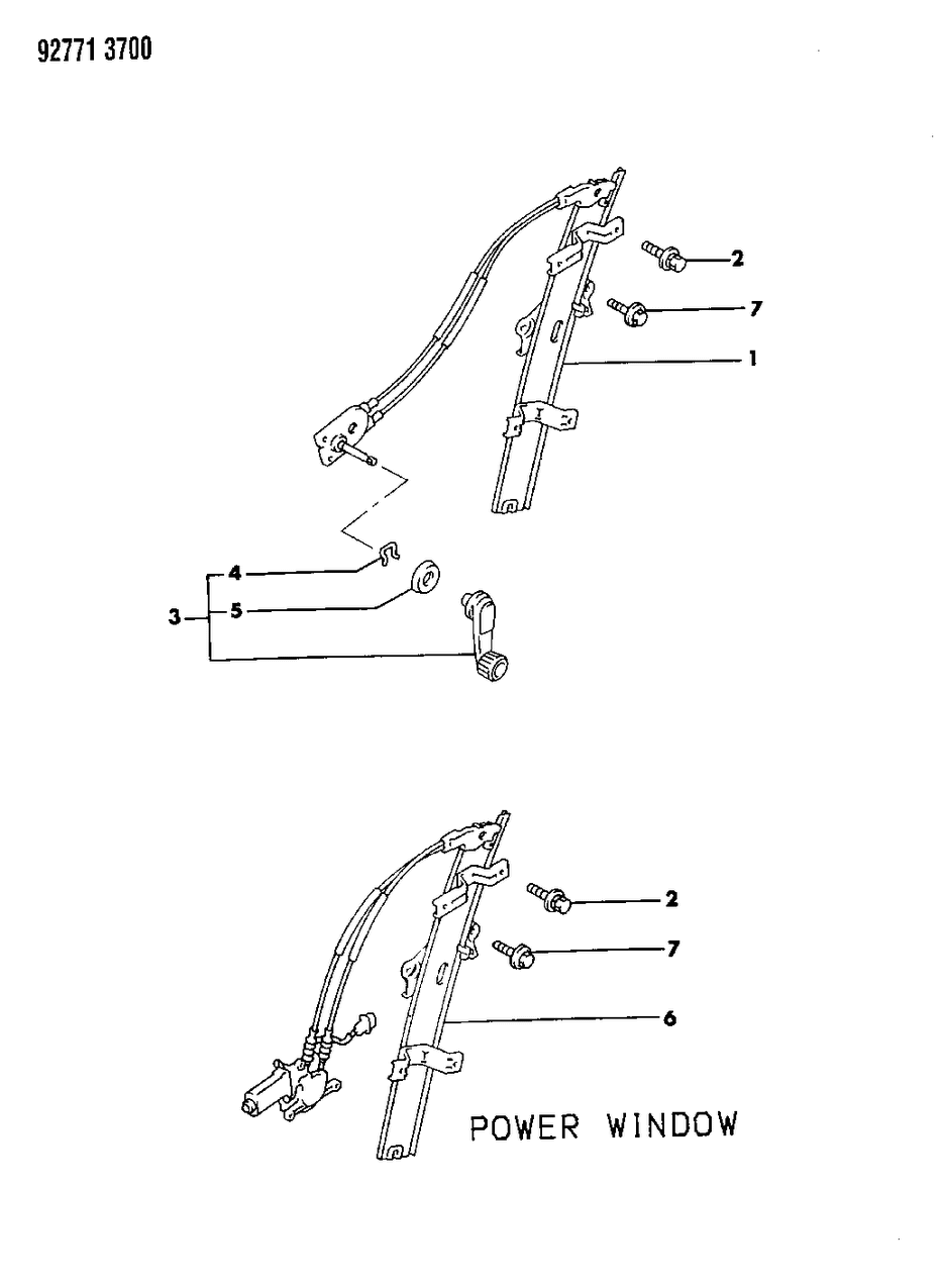 Mopar MB641281 Front Door Window Regulator