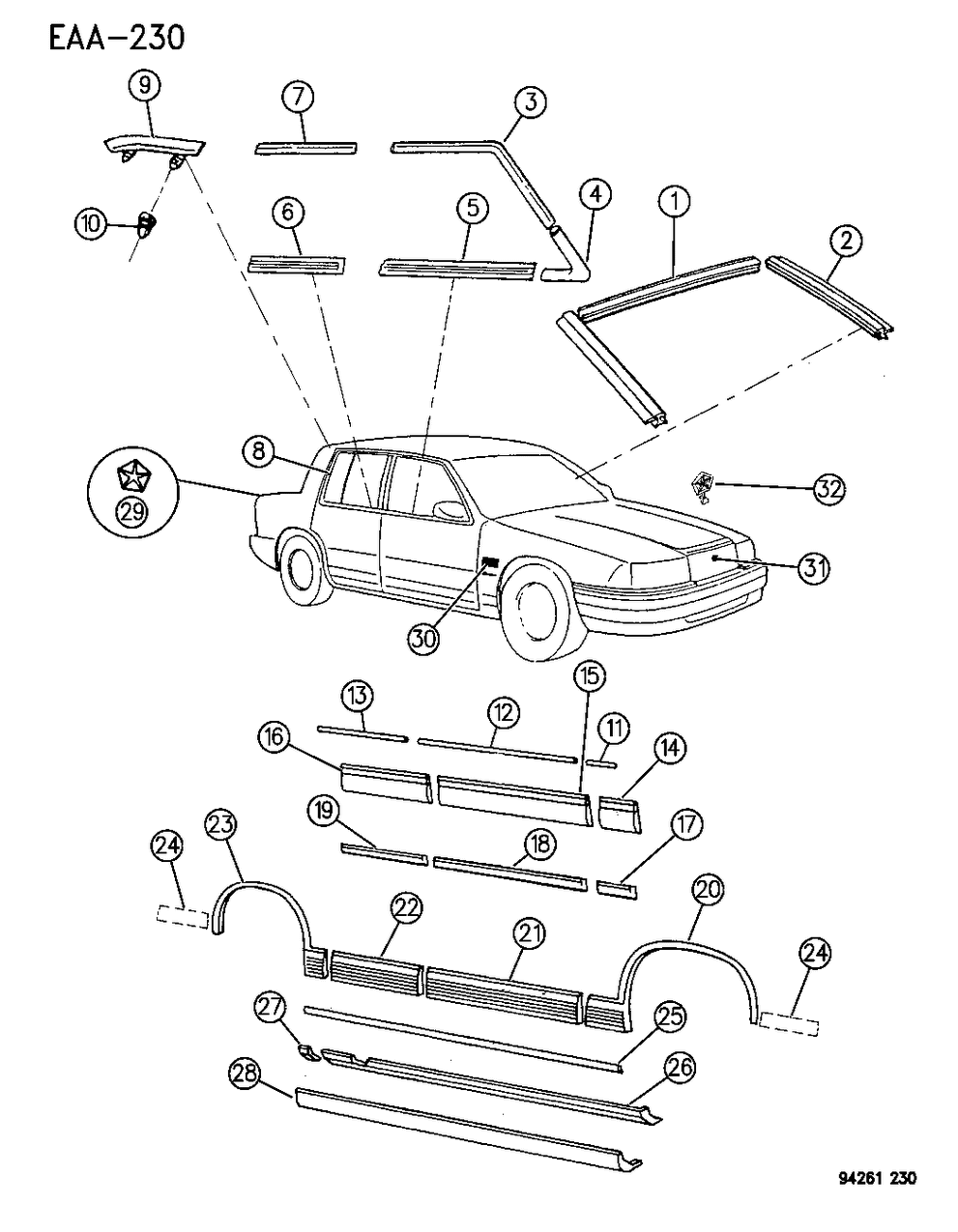 Mopar 5261112 Molding Windshield Outside Side