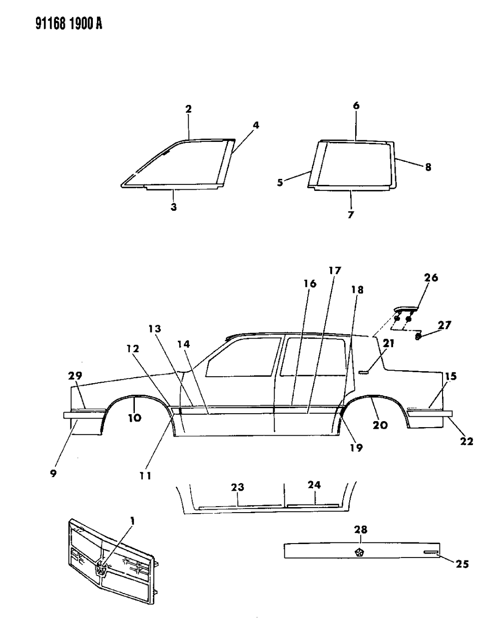 Mopar 4454249 NAMEPLATE C Pillar Dynasty