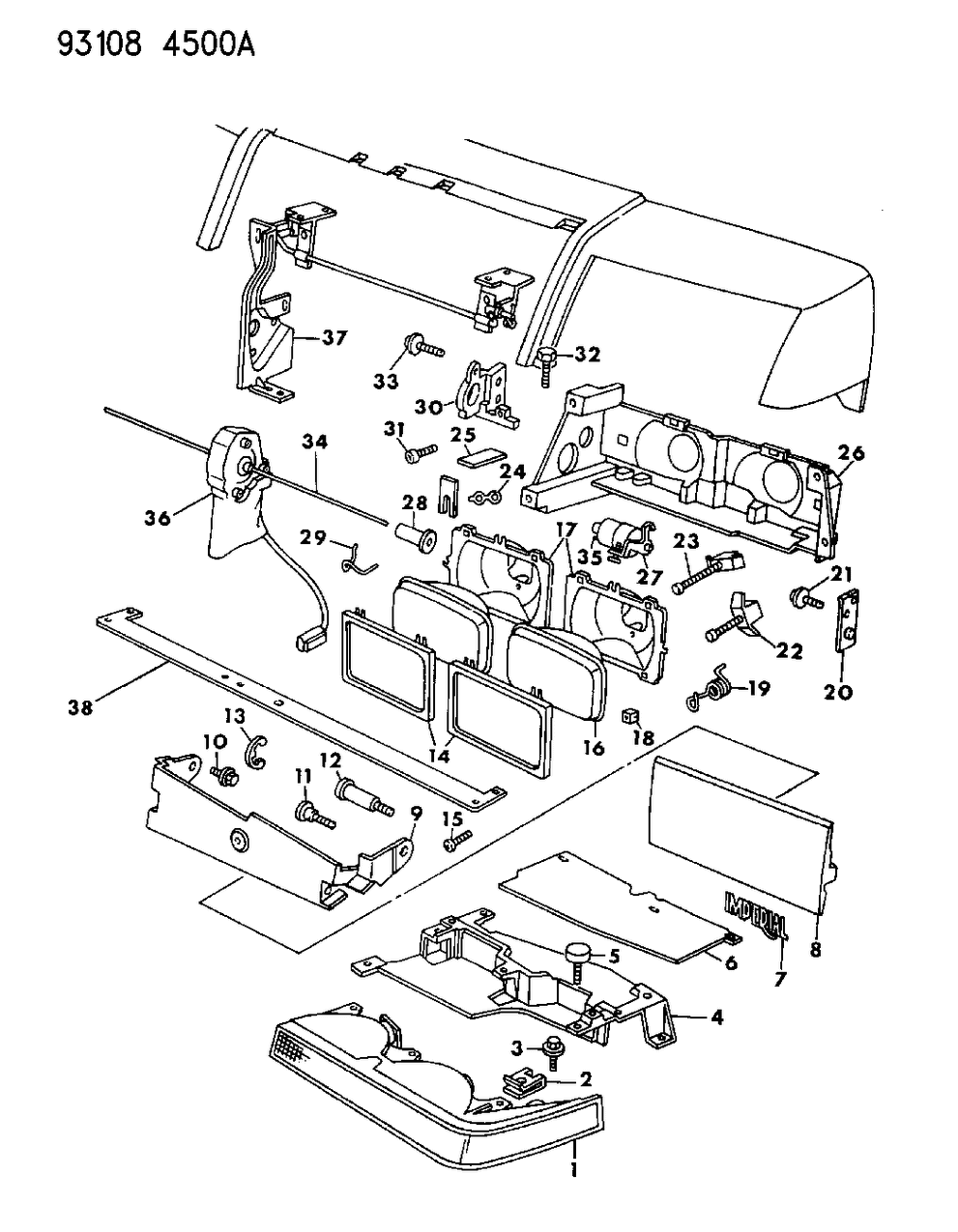 Mopar 4576524 Bar Head Lamp Door TORSION