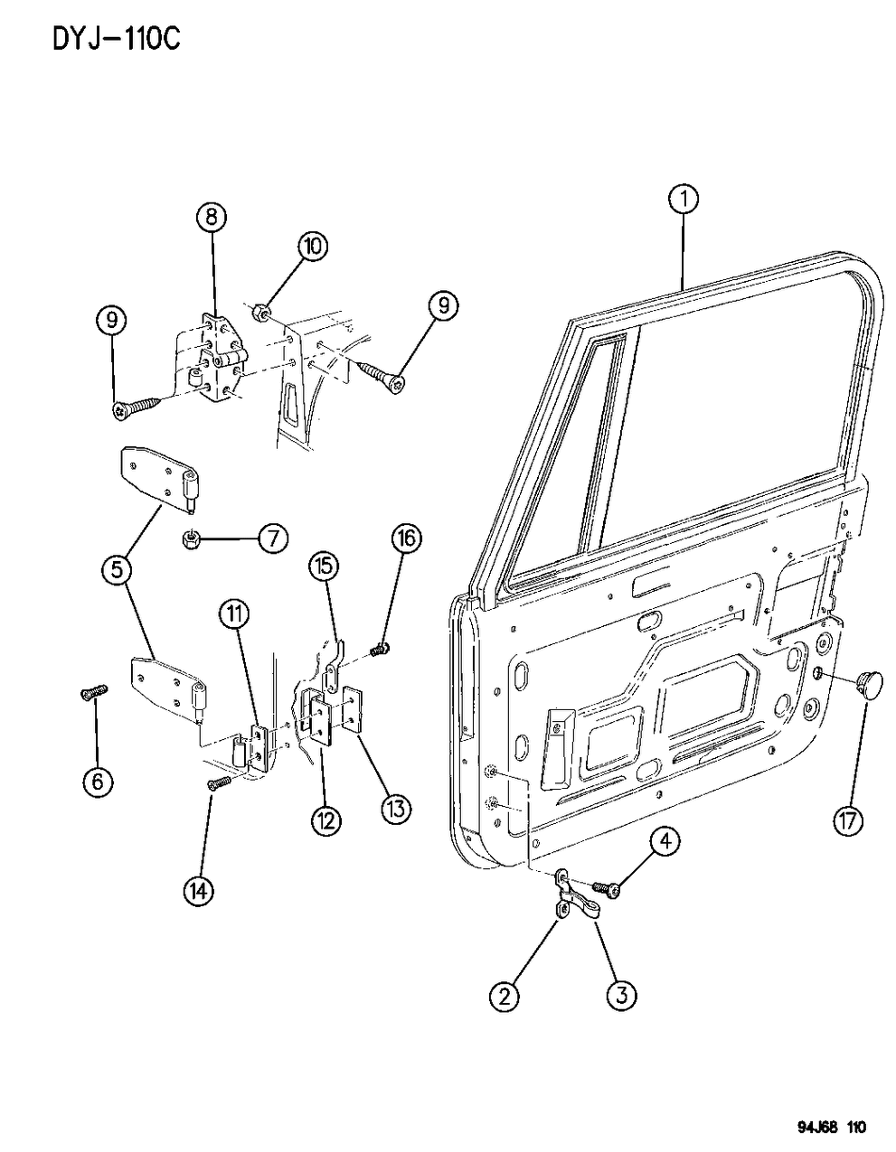 Mopar 55075605 Hinge Full Door Upper Right