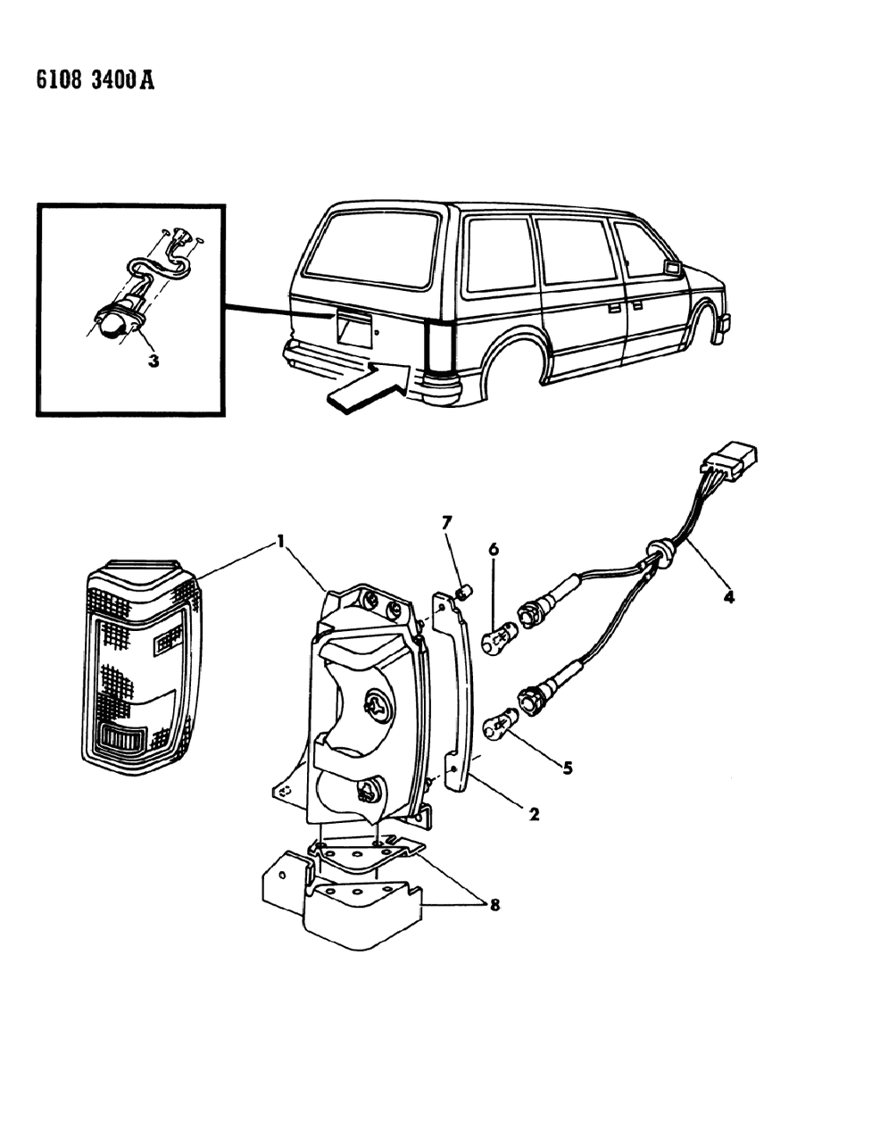 Mopar 4174897 Quarter Panel Tail Left