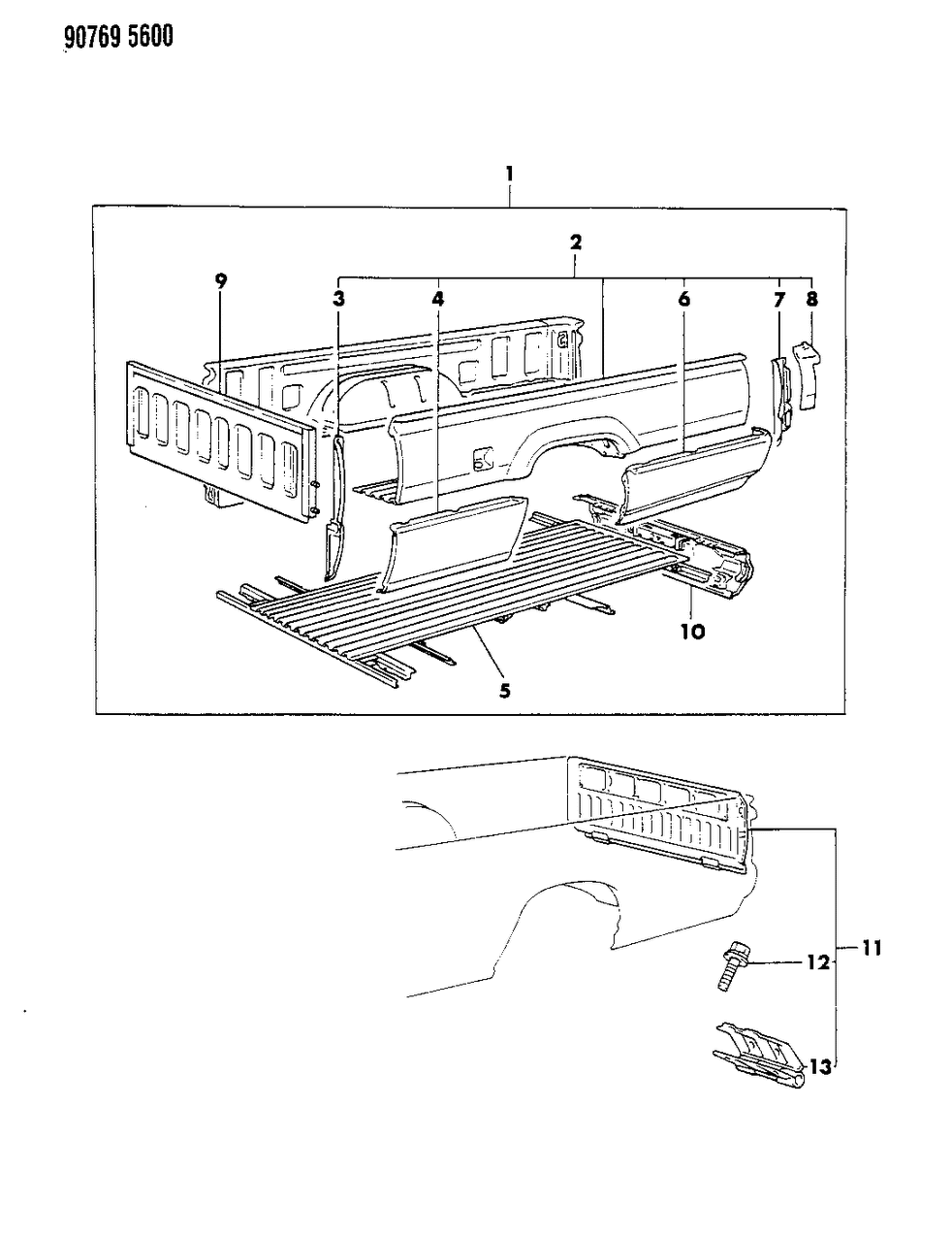 Mopar MB506427 Panel, Side Rear (1989 Club Cab Use 105" Wheel Base)