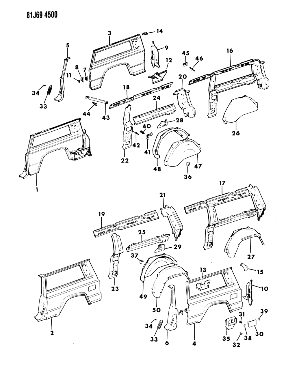 Mopar 55000162 Rail-Rear QUARTER. Belt