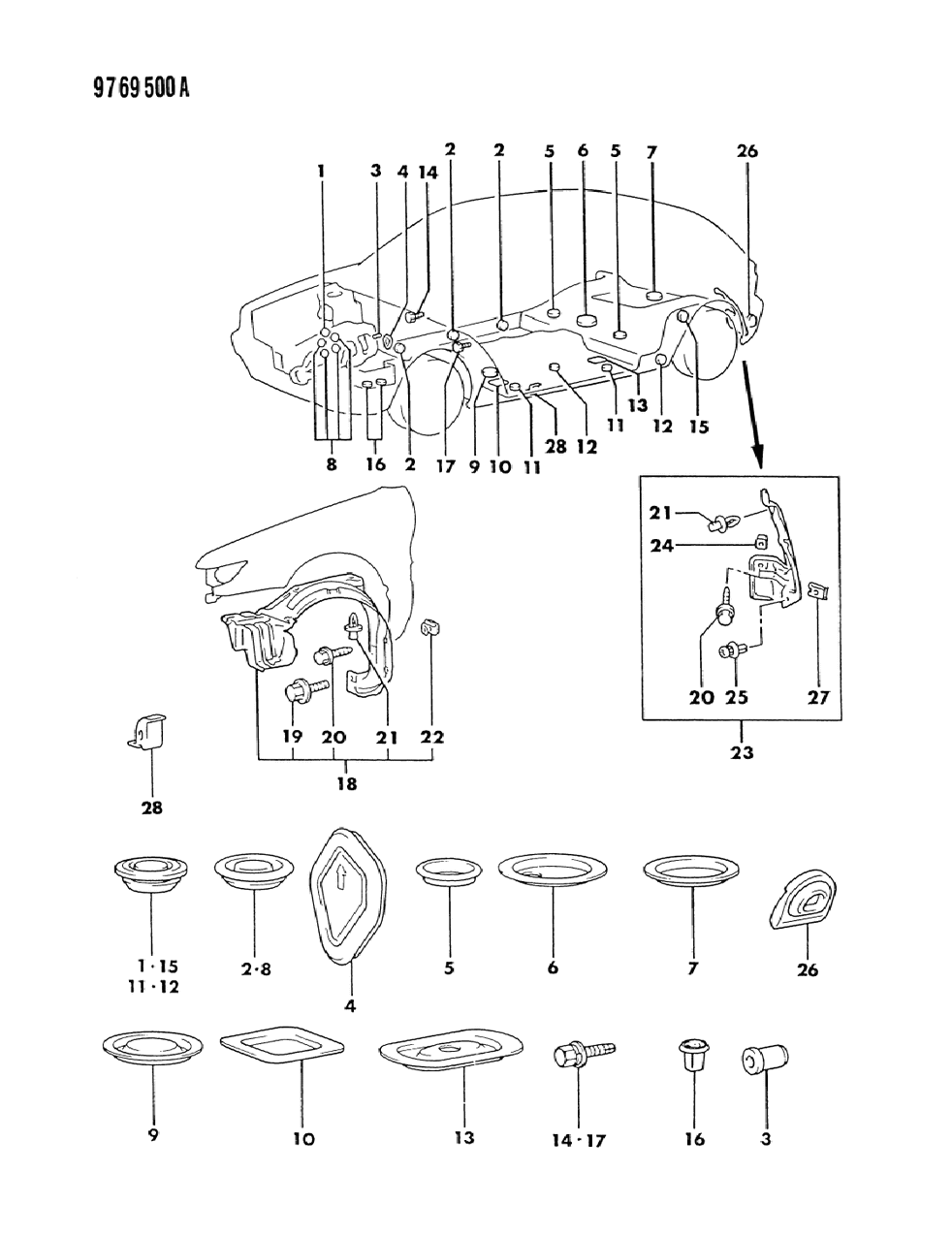 Mopar MB406893 RETAINER-Panel FASTENER