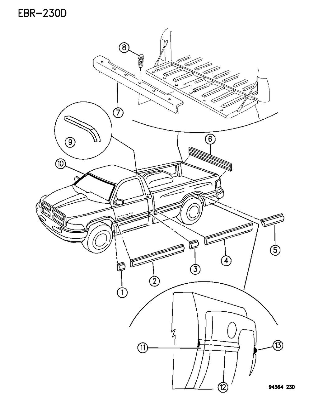 Mopar 55295103 Molding - P/U Box Front 8' Left