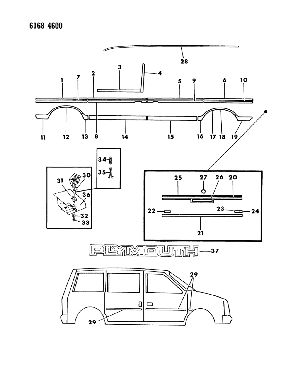 Mopar X346ET5 MOULDING-Fender Side Rear Right