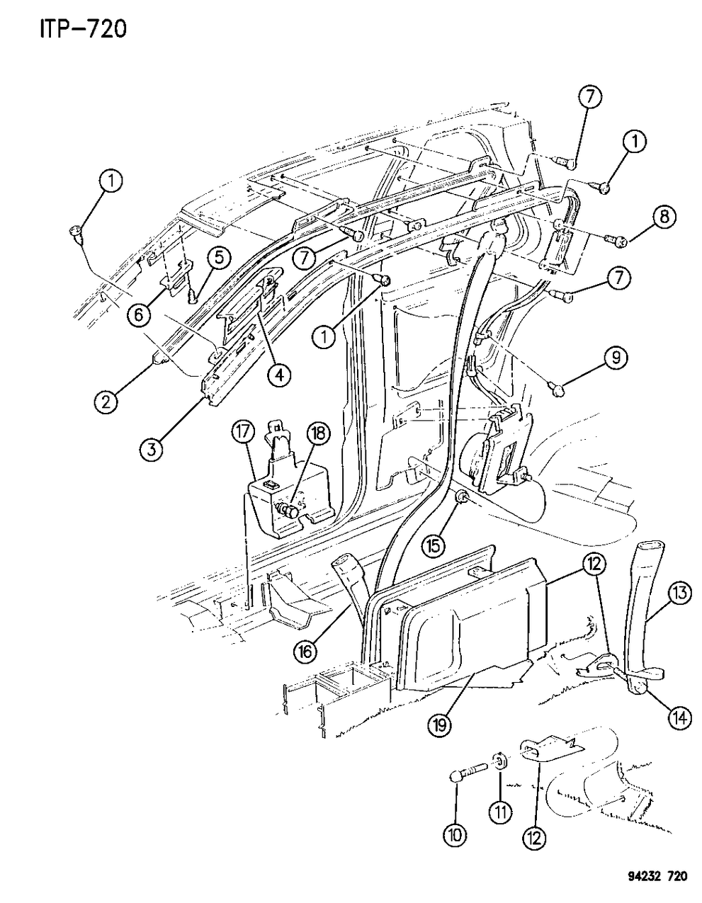 Mopar HJ16PV4 Moulding - Door Opening Upper Garn(P/RST)