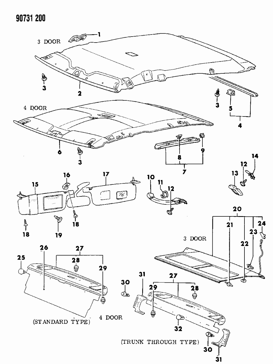 Mopar MB128951 Clip-HEADLINING