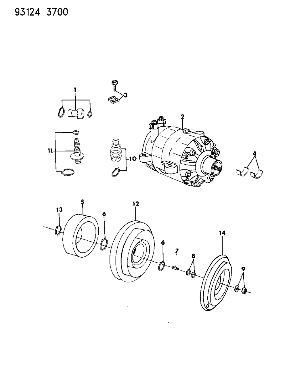 Mopar 5264542 Compressor, Less Clutch, Use W/Pulleys In Item #12